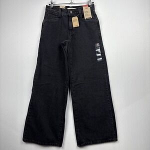 Levi's Women '94 Baggy‎ Wide Leg Relaxed Fit Mid Rise Zip Fly Jeans 24x31 Black